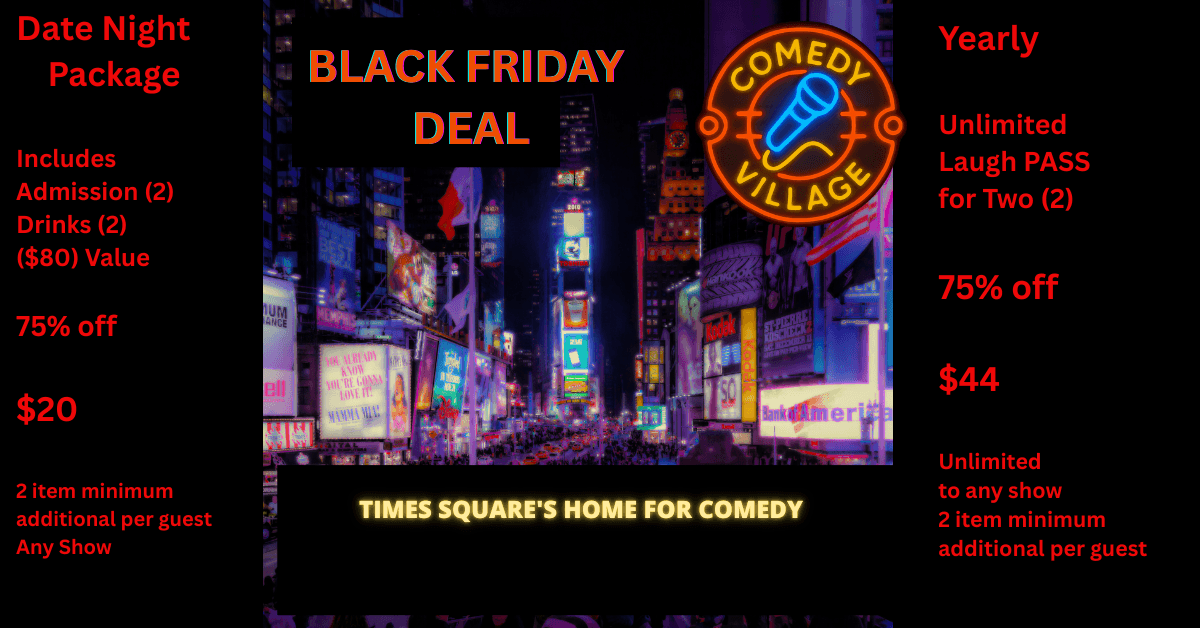 Comedy Village Lanza Ofertas de Black Friday 2025 con Descuentos Profundos en Experiencias de Comedia en NYC