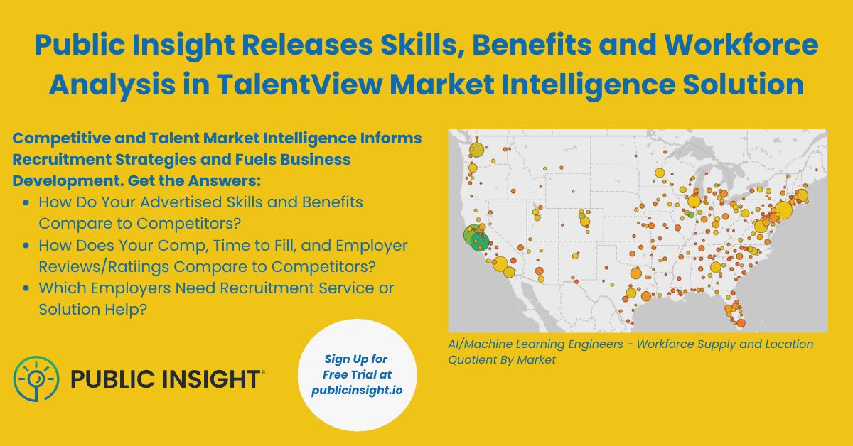 Public Insight lanza nuevas capacidades de análisis de habilidades, beneficios y fuerza laboral en TalentView