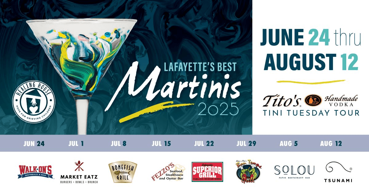 Healing House organiza el Martini Tour y Gala para apoyar a familias en duelo en Acadiana