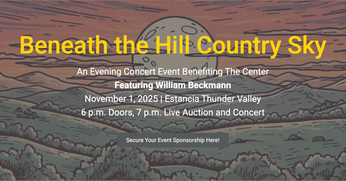 The Center organiza concierto benéfico 'Beneath the Hill Country Sky' con William Beckmann para apoyar a adultos mayores