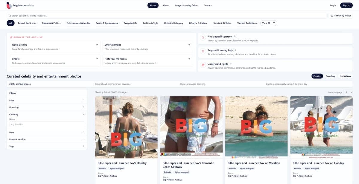 Big Pictures Archive abre acceso en línea a 2 millones de imágenes gestionadas de celebridades y entretenimiento