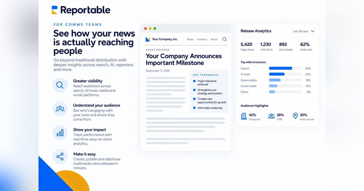 Reportable amplía el análisis de comunicados de prensa en la distribución digital y mejorada a través de newswire