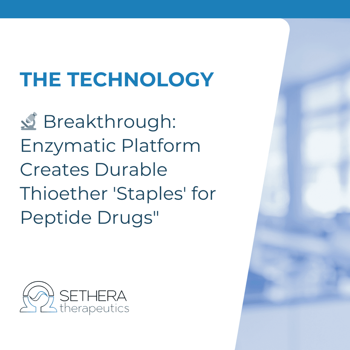 Sethera Therapeutics anuncia plataforma enzimática revolucionaria para fármacos peptídicos de próxima generación
