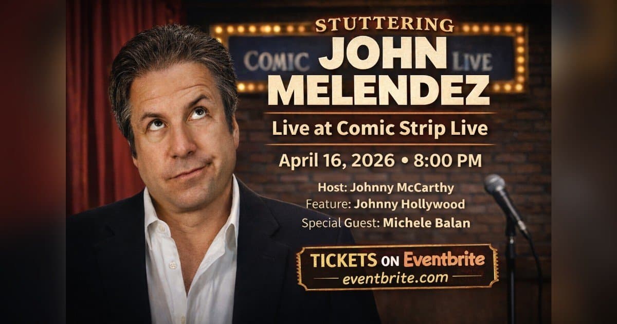 Stuttering John Melendez será el acto principal en Comic Strip Live de Nueva York el 16 de abril