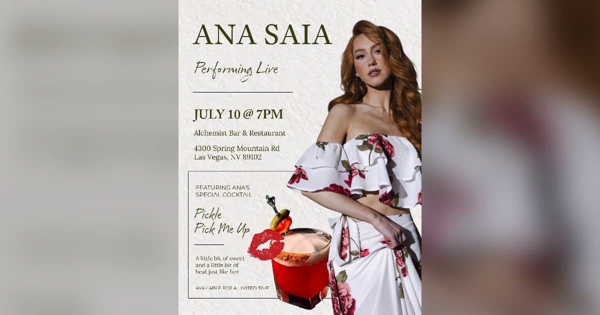 Ana Saia presentará su cóctel exclusivo durante su actuación en vivo del 10 de julio en el Chinatown de Las Vegas