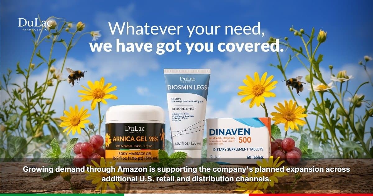 DuLac Farmaceutici Expande su Presencia en EE. UU. tras el Éxito en Amazon, Llevando la Innovación Farmacéutica Italiana a Más Consumidores