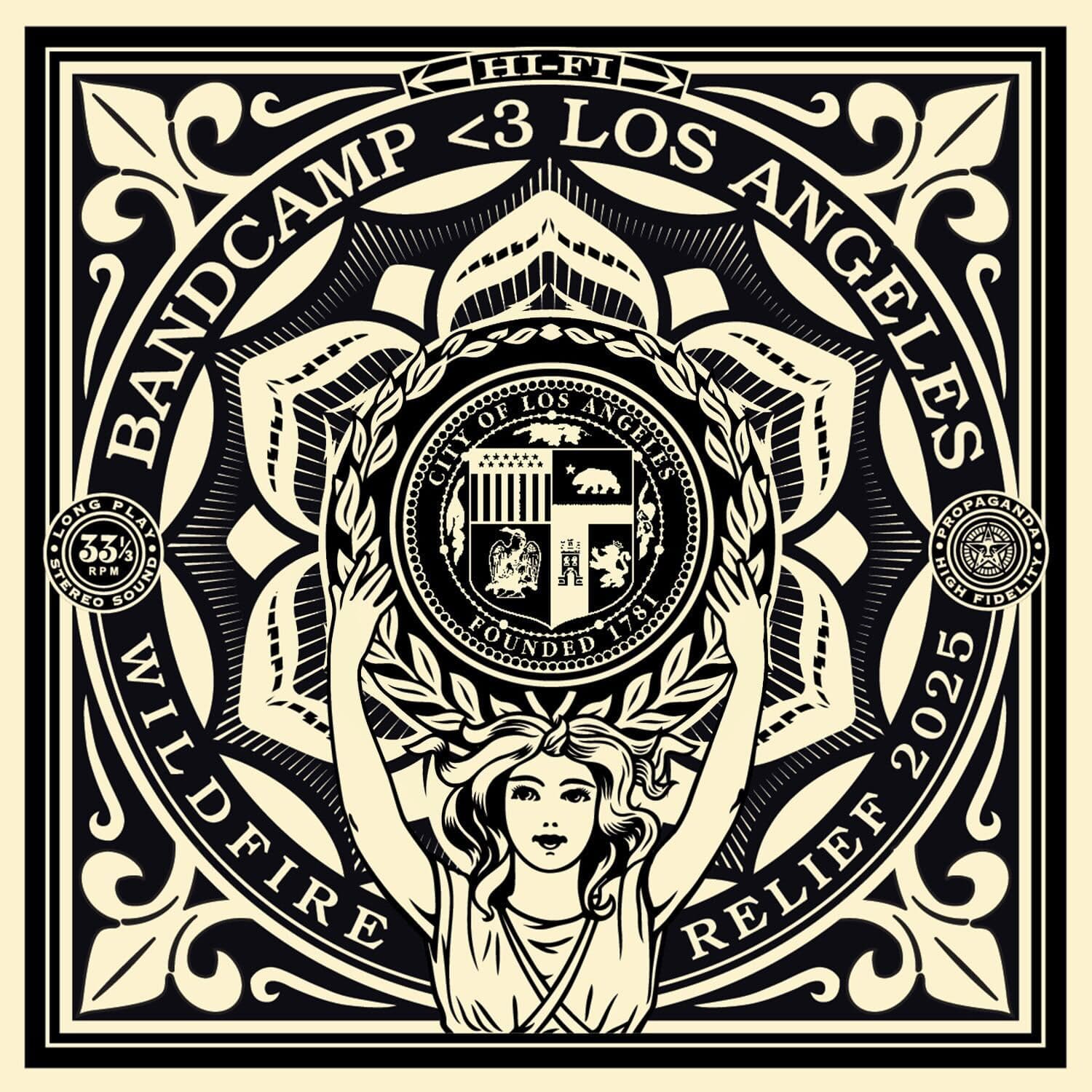 Shepard Fairey se asocia con Bandcamp para apoyar la ayuda por los incendios forestales de Los Ángeles a través del arte