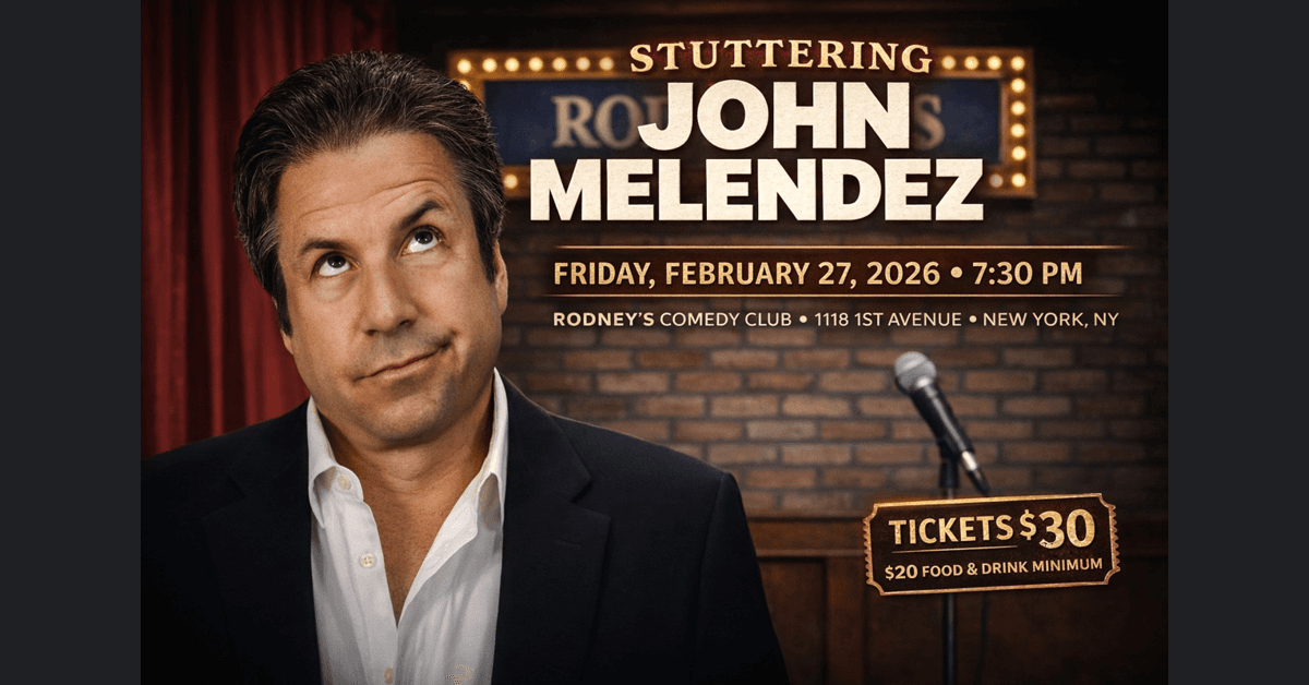 Stuttering John Melendez será el acto principal en el histórico club de comedia Rodney's de Nueva York en febrero de 2026