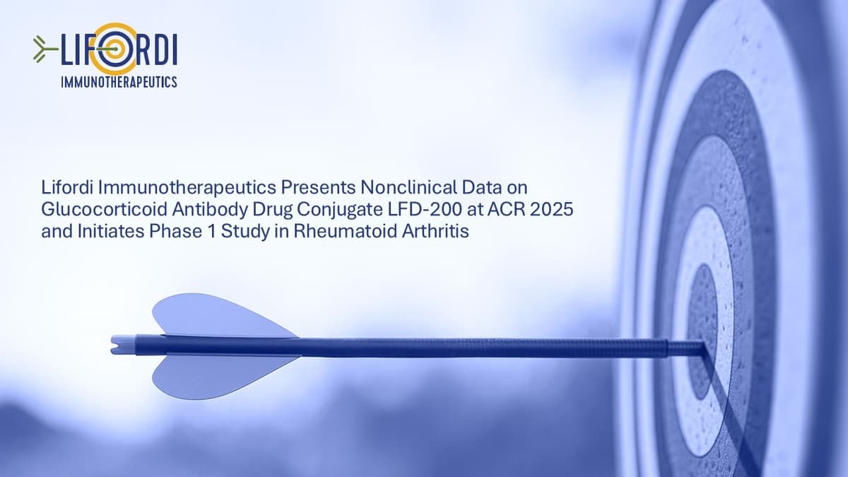 Lifordi Immunotherapeutics presenta datos preclínicos de LFD-200 en ACR 2025 e inicia estudio Fase 1 en artritis reumatoide
