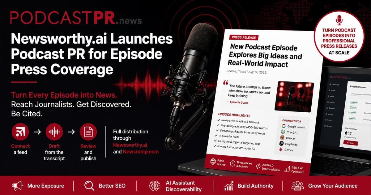 Newsworthy.ai lanza Podcast PR para transformar episodios en comunicados de prensa distribuibles